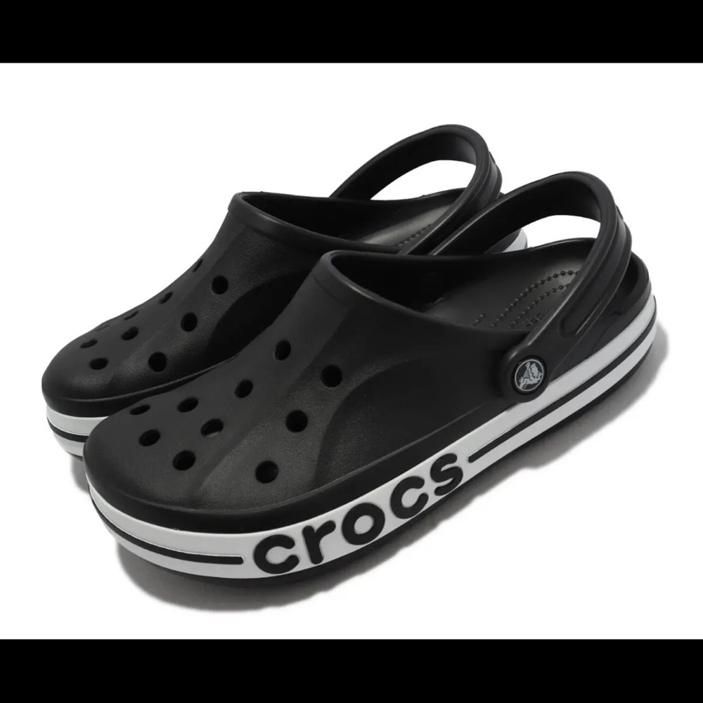 New Mens Crocs Bayaband Clogs Slip On Waterproof Sandals Black / White Size 11